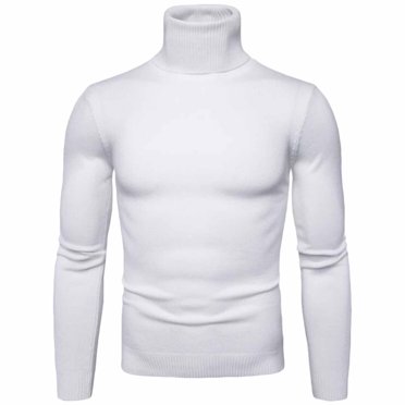 EGNMCR Chandail pour Homme Homme Décontracté Uni Chandail Col Roulé Bordure Tricot de Base Garder au Chaud Chandail Blouse