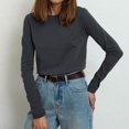 thumbnail image 2 of MeetoTime Women's Cotton Long Sleeve T-Shirt Basic Round Neck Solid Color Comfortable Pullover Tops, 2 of 5