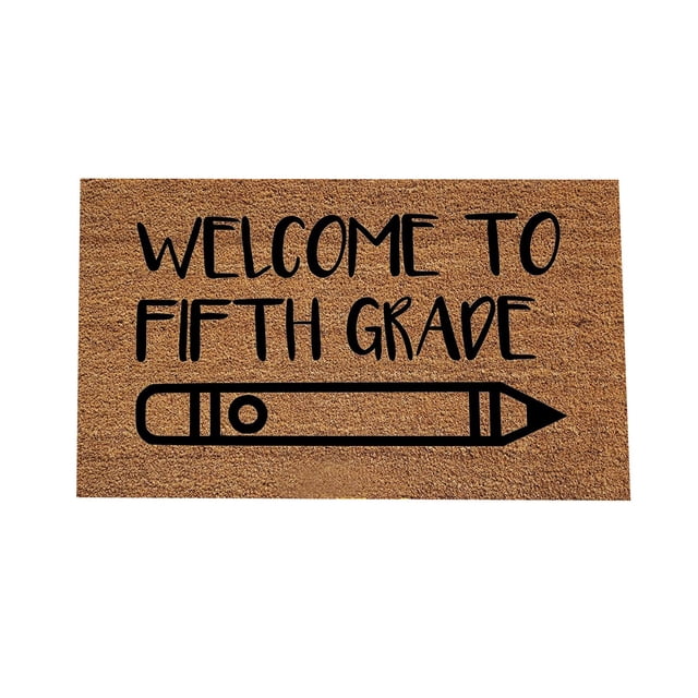 Coir Doormat Funny Outdoor Mats for Porch Rug for Entryway Indoor Washable Door Mats for Crafting Anti-Slip Mat Backing Perfect for Indoor and Outdoor Use, 16x24 Inch WELCOME TO FIFTH GRADE