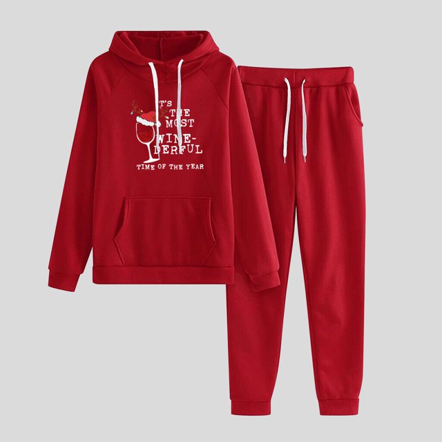 Birdeem Ensemble Décontracté de Noël pour Femmes Sweat à Capuche Imprimé et Pantalon Long