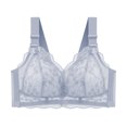 thumbnail image 1 of Virmaxy Womens Wireless Bra Lace Plus Size Gathering Underwear Everyday Bra Color Comfortable Hollow Out Perspective Bra Underwear No Rims Blue-2 44DE, 1 of 2