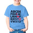 thumbnail image 4 of T-shirts Filles Été Imprimé Lettre Col Rond Manches Courtes T-Shirt Décontracté Hauts Filles Bleu Ciel 4-5 Ans, 4 of 4