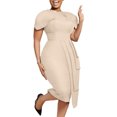thumbnail image 1 of Robe d'Été pour Femmes 2024 Mode Grande Taille Manches Évasées Uni Manches Courtes Col Rond Polyvalente pour le Trajet Taille Retroussée Robe Portefeuille Moulante Rabais de 50 % Liquidation!, 1 of 8