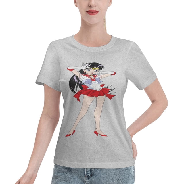 Women's Basic Short Sleeve T-Shirt Sailor Moon Rei Hono