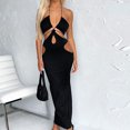 thumbnail image 2 of EQWLJWE Longue Robe pour Femmes Mode Aguichant pour Femmes Couleur Unie Sans Manches Haut Tube Court + Ensemble Jupe Noire, 2 of 9