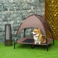 thumbnail image 2 of PawHut Elevated Cooling Pet Bed Portable Raised Dog Cot with Canopy, Coffee, 2 of 10