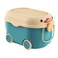 thumbnail image 1 of veasfak Cartoon Duck Shape Toy Storage Box with Wheels Storage Bin Portable Baby Clothes Blue Middle, 1 of 9