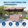 thumbnail image 2 of 3-Seat Outdoor Porch Swing Chair – Adjustable Waterproof Canopy, Heavy-Duty Steel Frame, UV-Resistant Cushions, 500 lbs Capacity Glider – Patio, Garden, Backyard, Balcony – Dark Brown, 2 of 7