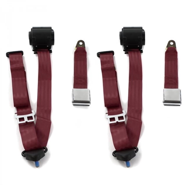 Chevy Impala 1958 Avion 3 Point Burgandy Rétractable Ceinture de Sécurité Baquet Kit - 2 Ceintures