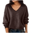 thumbnail image 1 of BLVB Chandails Chauds pour Femmes Col en V Classique Doux Chandail Confortable Ample Décontracté Manches Longues Automne Hiver, 1 of 5