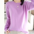 thumbnail image 2 of Duoif Chandails pour Femmes Chandails Légers Tendance pour Femmes Manches Longues Col Rond Léger Doux Tricoté Chandail Blouse Tricotée Chandails pour Femmes Hauts pour Femmes Violet P, 2 of 5