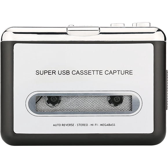 Reshow Cassette Player – Portable Tape Player Captures MP3 Audio Music via USB – Compatible with Laptops and Personal Computers – Convert Walkman Tape Cassettes to iPod Format (Silver)