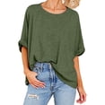 thumbnail image 2 of Plebaso T-Shirts Surdimensionnés pour Femmes Manches Courtes Col Rond T-Shirts d'Été Décontractés Amples Blouses 2025, 2 of 7