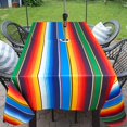 thumbnail image 4 of Waterproof Outdoor Tablecloth with Umbrella Hole for Rectangle Table 60x84inch Mexican Stripes Patio Table Cloth with Zipper, 4 of 5