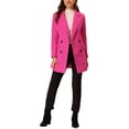 thumbnail image 2 of INSPIRE CHIC Manteau Trench Mi-Long pour Femme à Revers Cranté, Double Boutonnage, Ceinturé, S Rose Rouge, 2 of 7