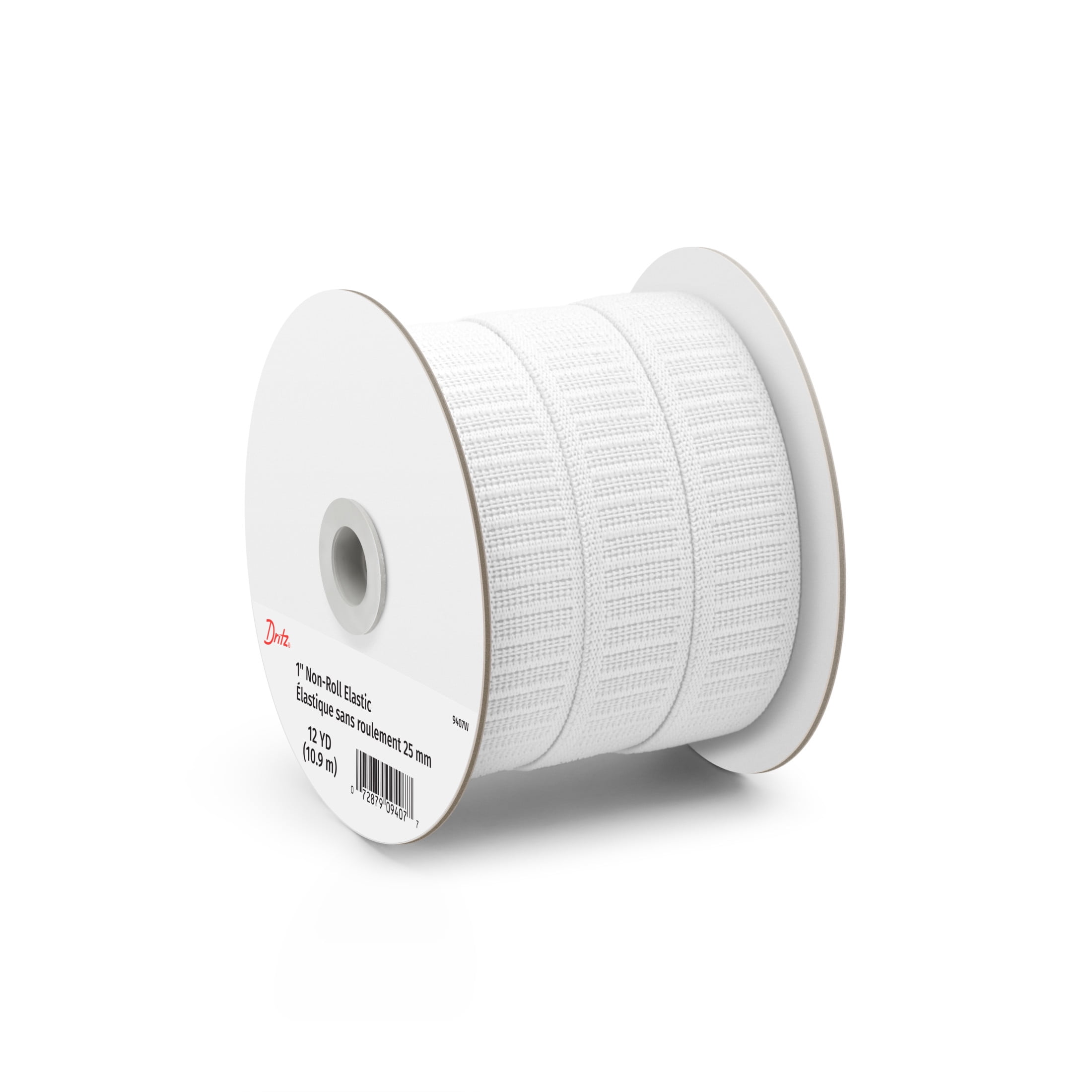 Dritz 1" Non-Roll Elastic, White, 12 yd