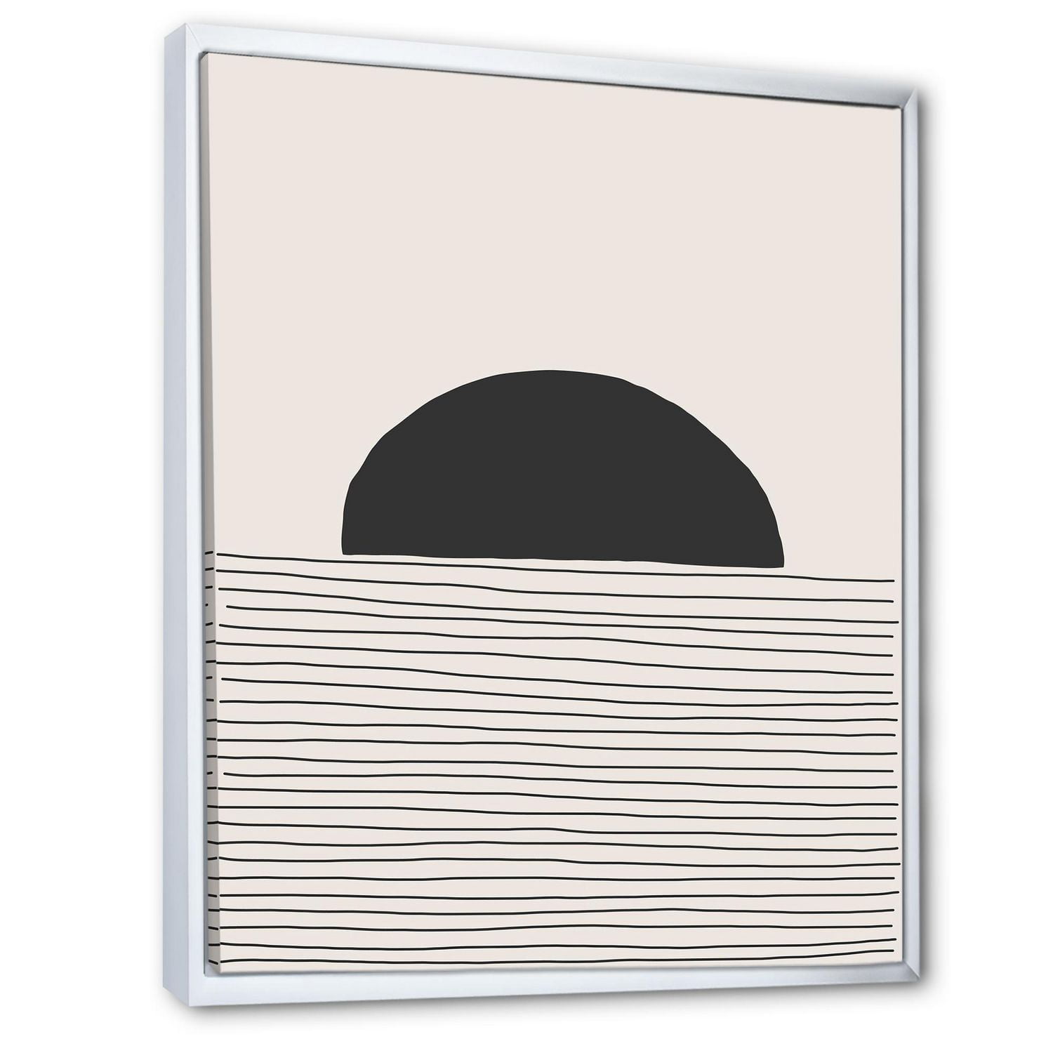 Designart Lignes géométriques minimales et cercle V ART MURAL À CADRE FLOTTÉ