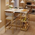 thumbnail image 4 of BeesClover Dining Table Set for 2 with 3 Storage Shelves, 3-Piece Counter Height Kitchen Table Set with 2 Upholstered Bar Stools, Bar Table and Chairs Set for Small Space, 4 of 8