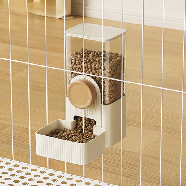 Automatic Pet Feeder Water Dispenser for Small Pets, Wall Mounted Food Water Bowl for Cats Dogs Rabbits Hamsters, Plastic Pet Feeder with Easy Installation, Yellow