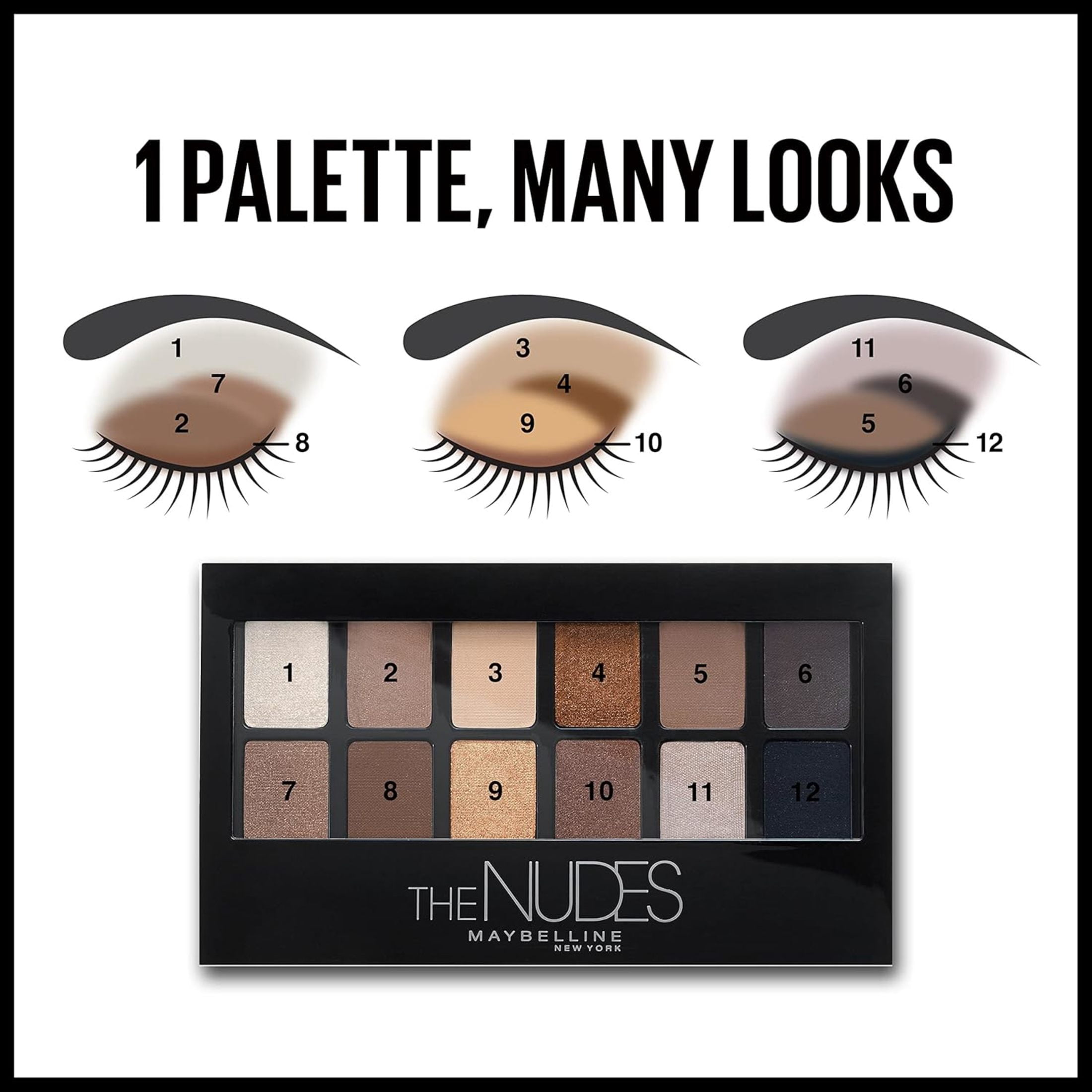 Maybelline New York The Nudes, Expert Wear Palette d'Ombres à Paupières