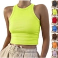 thumbnail image 1 of Yuyuzo Camisole Courte pour Femmes Décontractée Basique Sans Manches à Col Rond en Tricot Côtelé Ajustée Hauts de Sortie, 1 of 7