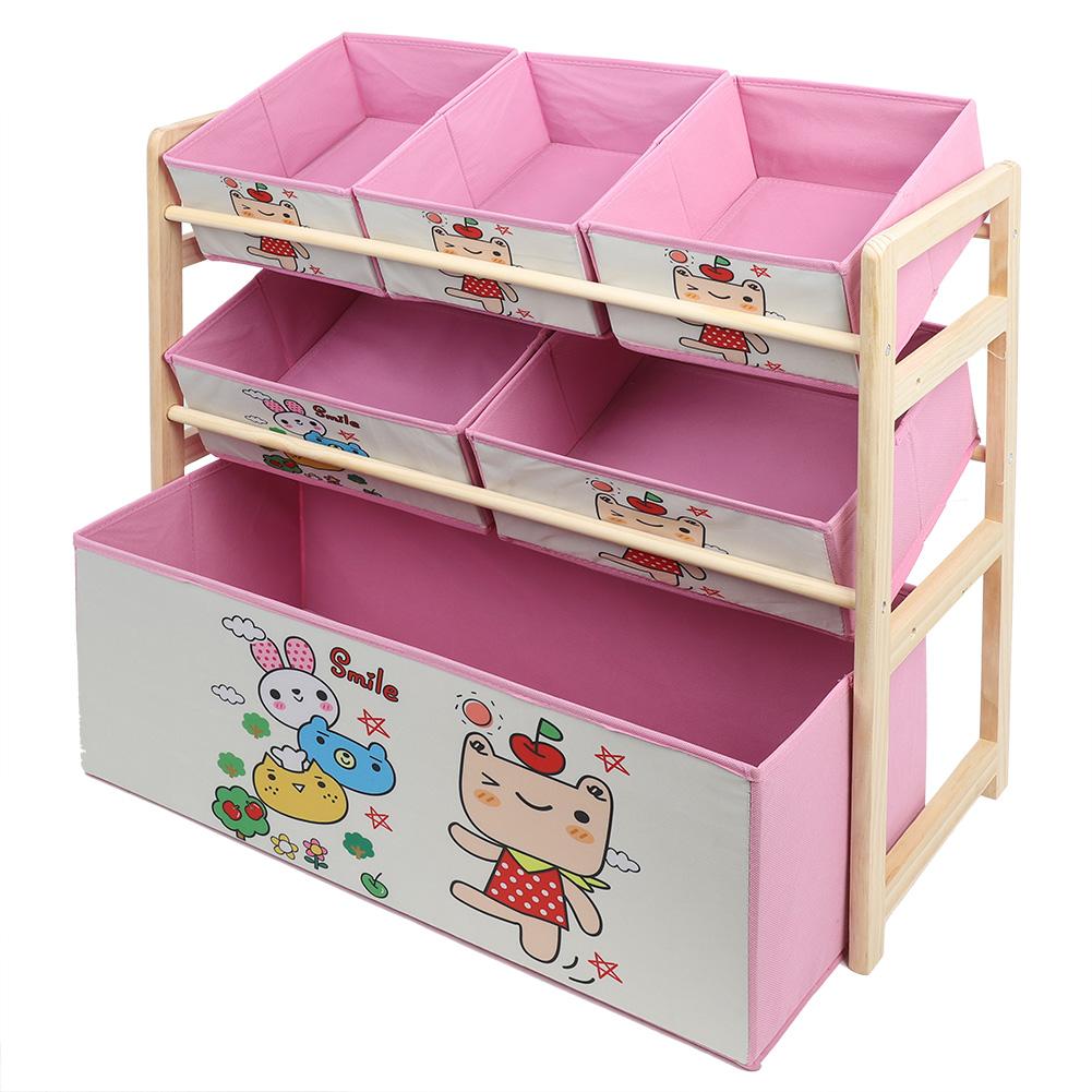 Étagère Adorable Dessin Animé Enfants Boîte de Rangement en Bois Étagère de Rangement pour Jouets