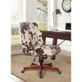 thumbnail image 2 of Linon Draper Wood Base Upholstered Rolling Office Chair in Brown Cow Print, 2 of 16
