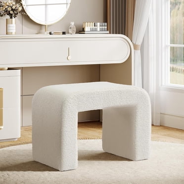 Tribesigns Tabouret de Coiffeuse Moderne, Ottoman Rembourré, Repose-Pieds Arqué, Repose-Pieds de Sofa (1, Blanc)