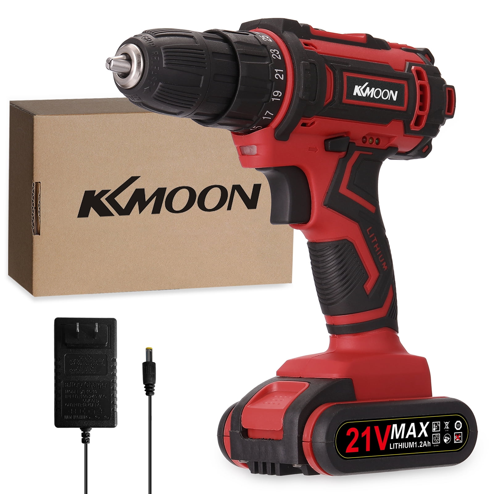 Amdohai 21V Multifunctional Electric Cordless Drill High-power Lithium Battery Wireless Rechargeable Hand Drills Brush Motor Home DIY Electric Power Tools