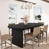 70.8 Inch Oval Dining Table for 6-8 People, Farmhouse Kitchen Dining Table with Thick Wooden Base, Large Dining Room Table for Kitchen, Living Room, Home Office，Black
