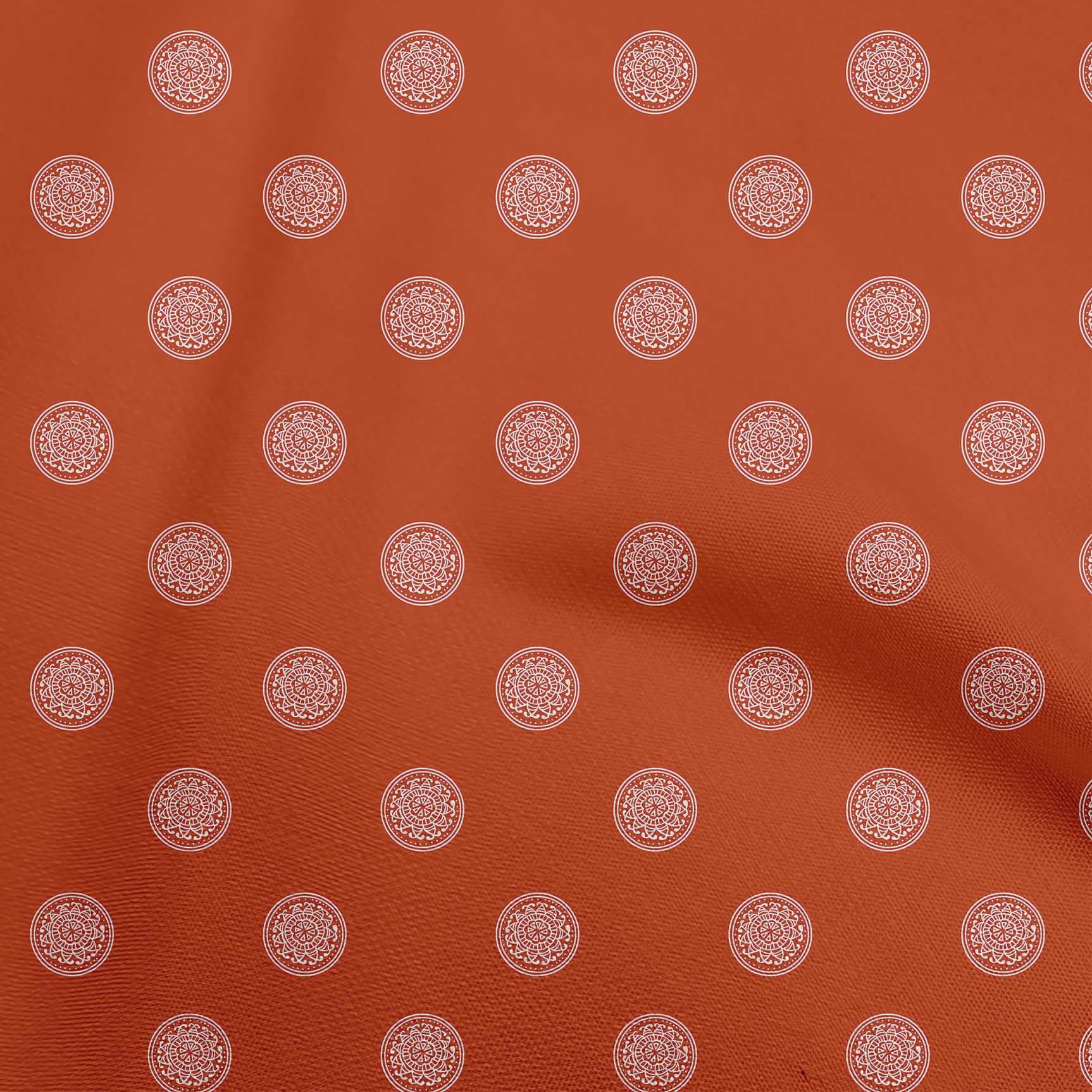 oneOone Cotton Flex Red Fabric Asian Circle Block Sewing Material Print Fabric By The Yard 40 Inch Wide