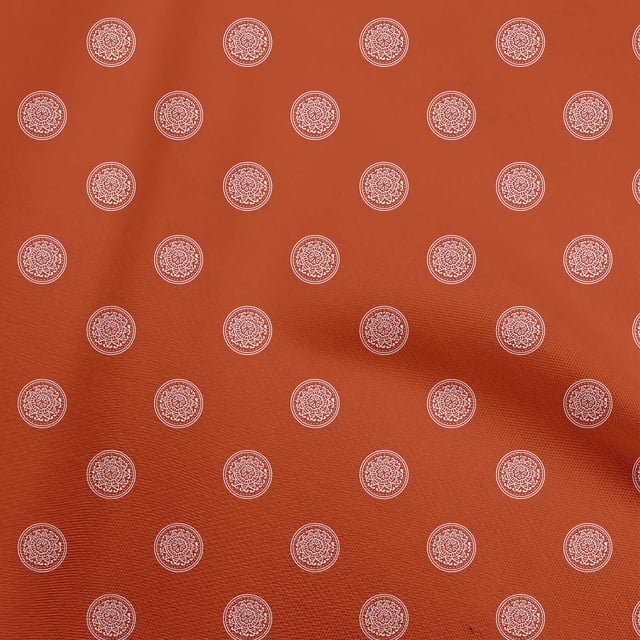 oneOone Cotton Flex Red Fabric Asian Circle Block Sewing Material Print Fabric By The Yard 40 Inch Wide