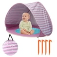 thumbnail image 1 of Tente de Plage Pop-Up pour Bébé, Tente d'Ombrage pour Piscine pour Enfants, Protection Solaire UV SPF 50+, Abri Solaire de Plage pour Bébé avec Piscine Séparée pour Nourrisson Intérieur Extérieur (Rayures Vert Lac Rayures Roses), 1 of 6