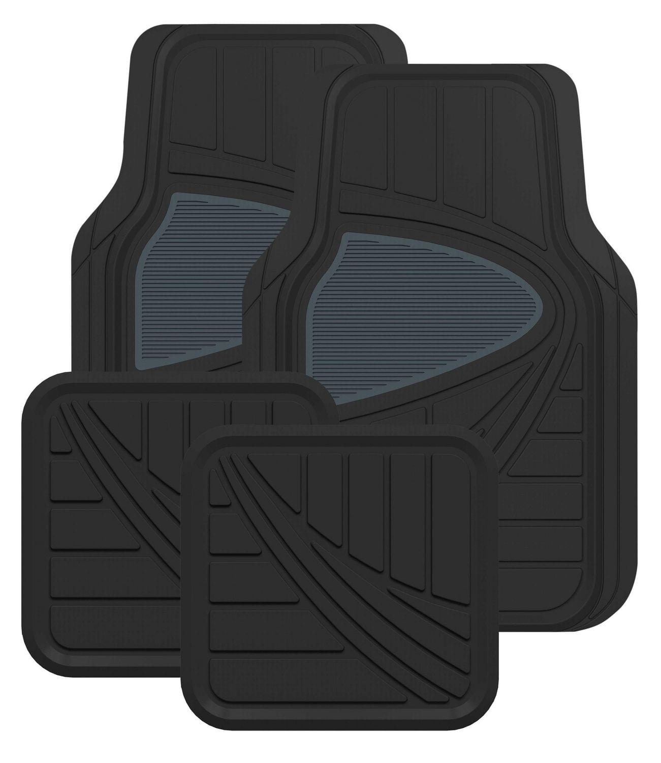 AUTO DRIVE 4-PIECE All Season Two-tone Medium Heavy Car Floor Mats