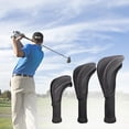 thumbnail image 4 of 3Pcs/Set Golf Club head cover Set Golf Club Headcovers Set Long Neck Mesh Black, 4 of 8