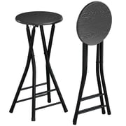 HOMCOM 24" Bar Stools Set of 2, Folding Bar Chairs with Footrest, Black