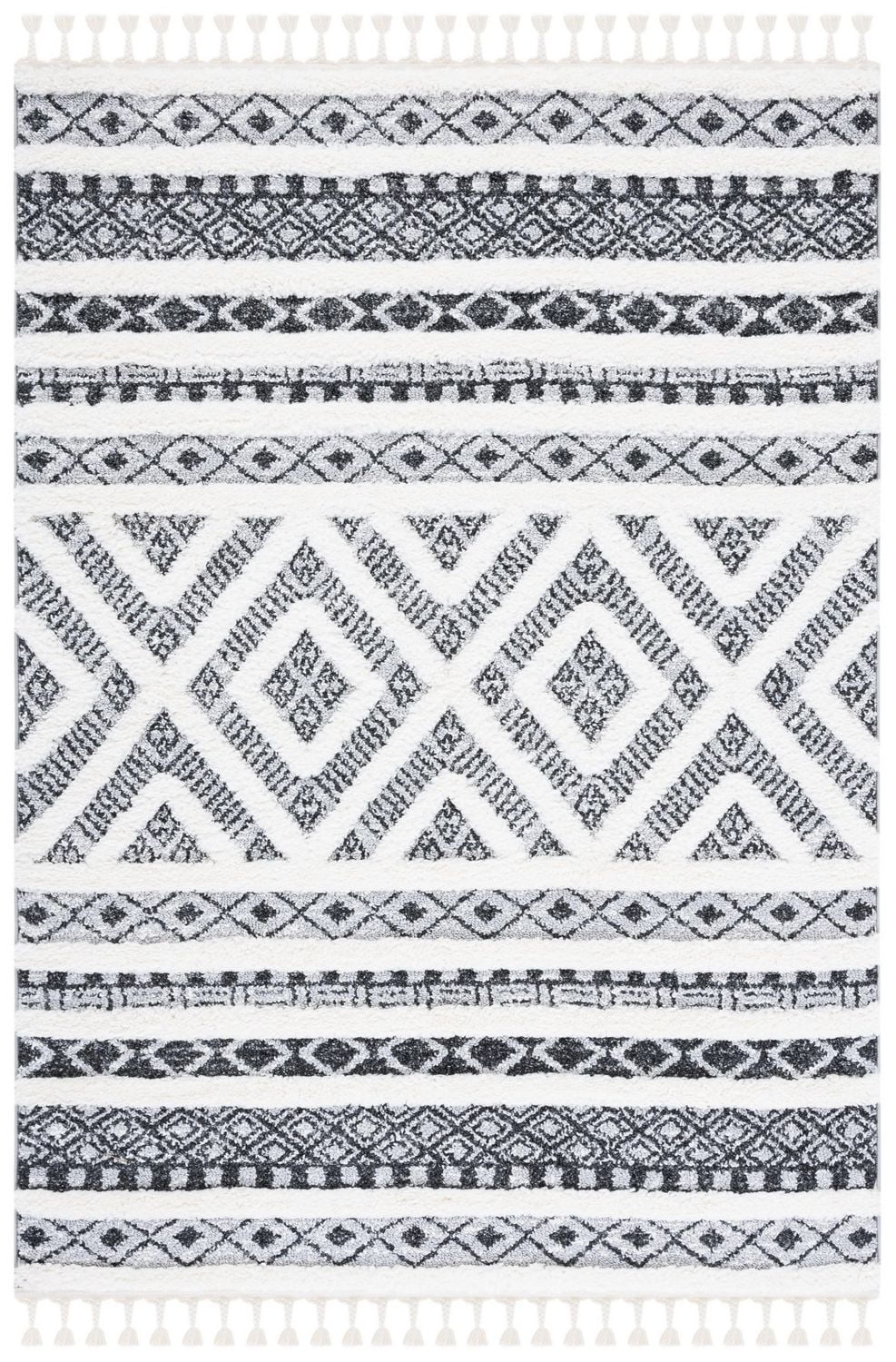 SAFAVIEH Moroccan Rosalind Tapis Géométrique Rayé Shag