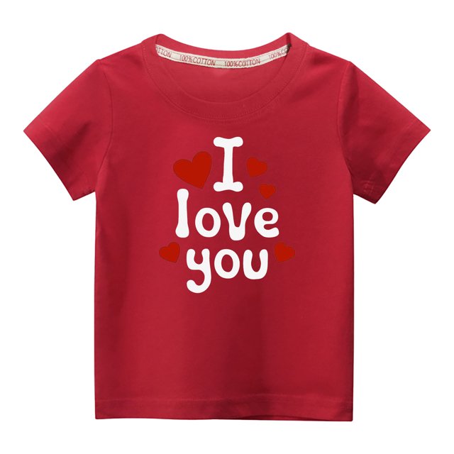 vdgthytj T-Shirts de la Saint-Valentin pour Tout-Petits Garçons Filles, Enfants, Col Rond Imprimé, Manches Courtes, Hauts, T-Shirt Graphique, Blouse