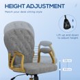 thumbnail image 4 of Vinsetto Office Chair Vanity Chair with Button Tufted Backrest Arms Grey, 4 of 10