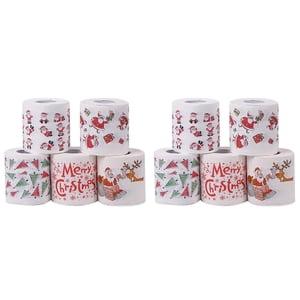 5 Styles Papier Santa Claus Roll Tissu Serviettes de papier Décorations de Noël Xmas Santa Bureau Chambre Papier toilette 10 Rouleaux