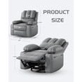 thumbnail image 2 of Garvee Oversized Wide Rocker Swivel Recliner Chair, PU Leather Large Manual Recliner, with 1.5X Sponge Filling, Gray, 2 of 8
