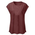 thumbnail image 4 of matoen T-shirt à Manches Courtes pour Femmes, Mode Décontractée Quotidienne, Col Rond, Couleur Unie, Coupe Ample, Blouse Basique, 4 of 4