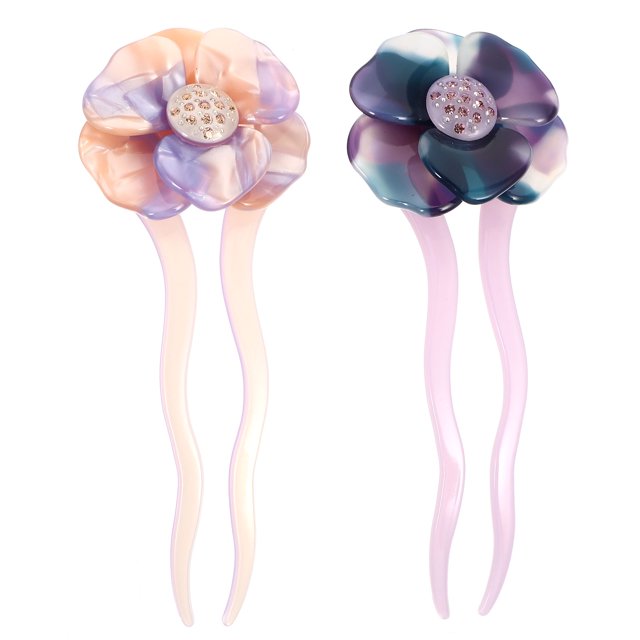 Shisuyan Épingle à Cheveux Style Rétro Chinois Traditionnel en Acétate 2 Pcs 4.9x1.9in