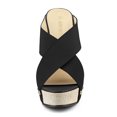 thumbnail image 2 of BLISSFUL STEP Women's Linen Platform Slide Wedge Open Toe Sandals, 2 of 7