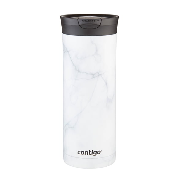 Contigo Huron 2.0 Couture SnapSeal Insulated Travel Tumbler, 20 oz (591 mL), White Marble