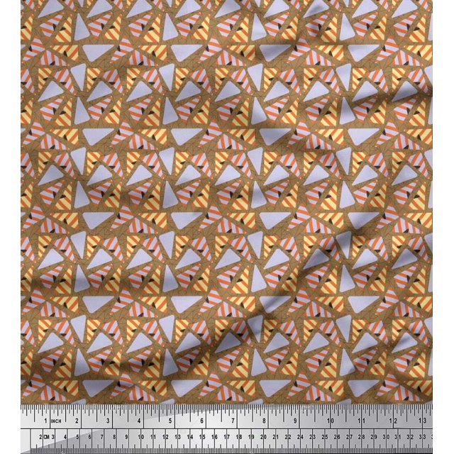 Soimoi Cotton Voile Fabric Triangle Geometric Print Fabric by Yard 56 Inch Wide