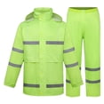 thumbnail image 1 of YOUSNH Men's Two Tier Rain Suits Rain Jacket with Pants High Visibility Reflective Rain Gear Rain Suits for Men Green_002 XXXXL, 1 of 4