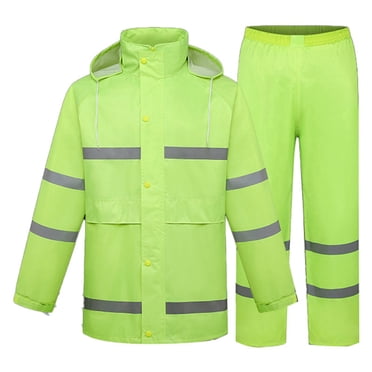 YOUSNH Men's Two Tier Rain Suits Rain Jacket with Pants High Visibility Reflective Rain Gear Rain Suits for Men Green_002 M