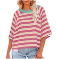 thumbnail image 1 of Penkiiy Chemise pour Femme en Lin à Manches 3/4, Chemise à Col Rond Unie à la Mode, Chemise à Manches Longues à Col Rond pour Femme/chemise 2TG Rose, 1 of 4