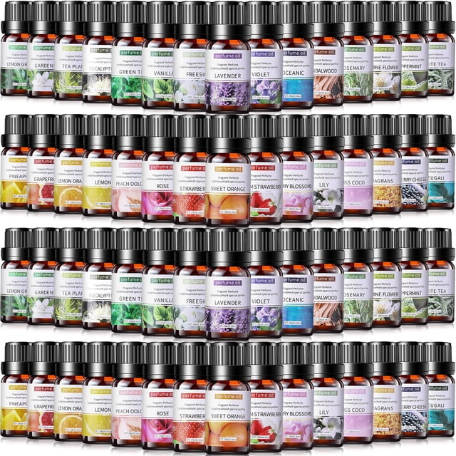 Nuanchu 60 Essential Oils Set 10ml Natural Essential Oils Aromatherapy Kit for Diffuser Humidifier Aromatherapy-Oils for Candle Bath Bombs Making